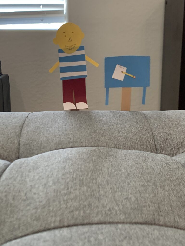 David goes to school and desk