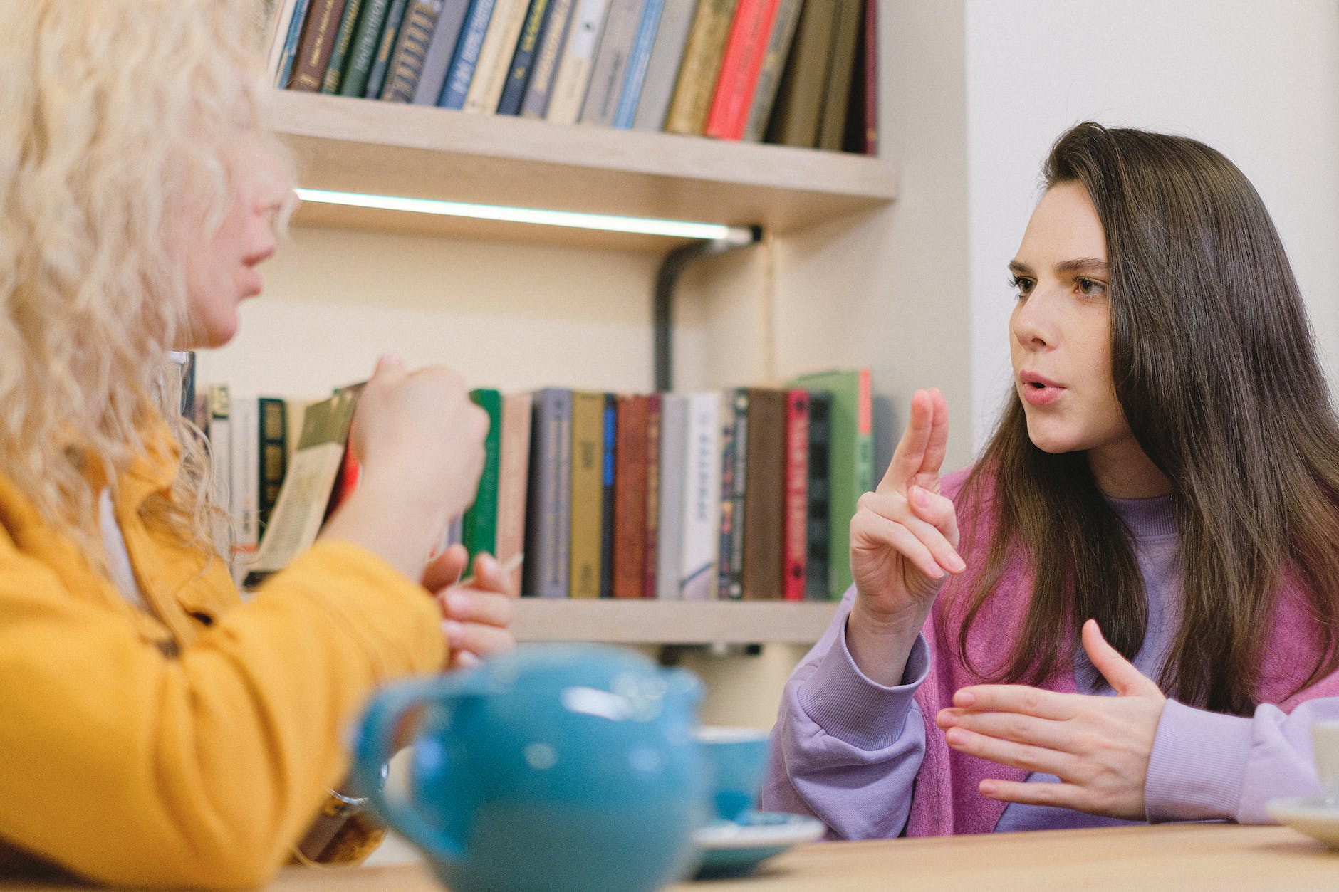 deaf mute friends in university library