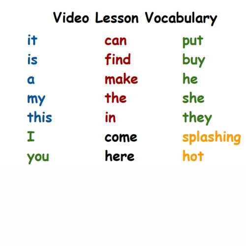 English Video Lesson Vocabulary