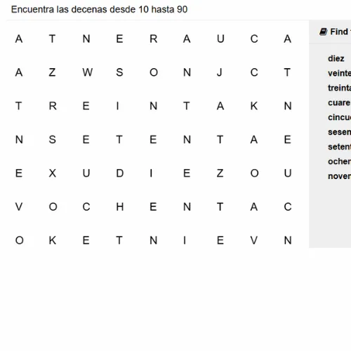 Spanish Numbers 10-90