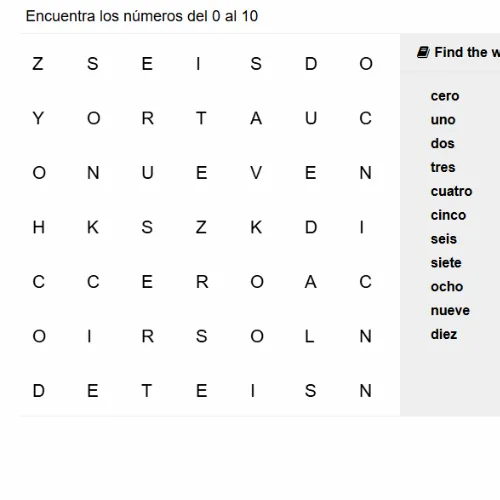 Spanish Numbers 0-10
