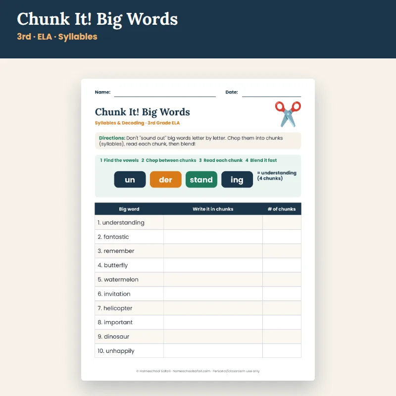 Chunk It! Reading Big Words