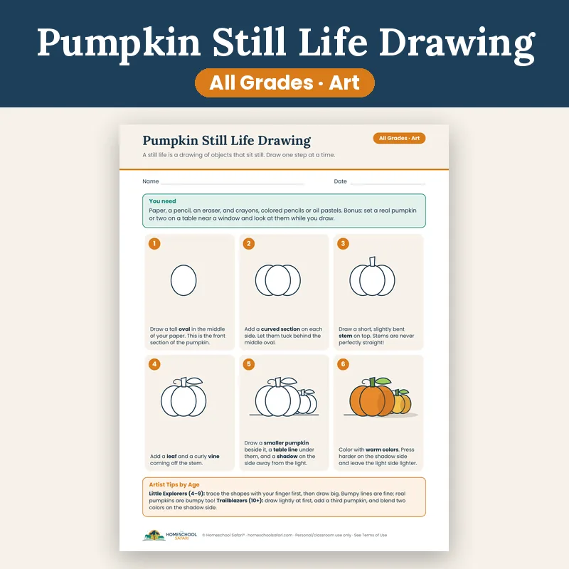 Pumpkin Still Life Drawing Art Project